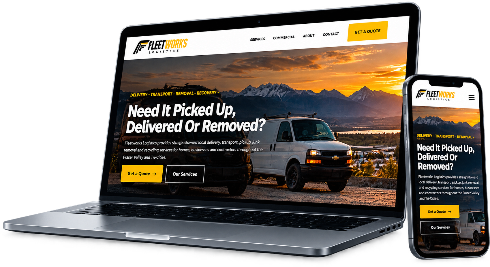 Fleetworks Logistics website shown on desktop and mobile